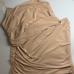 Elegant Nude Ruched Dress